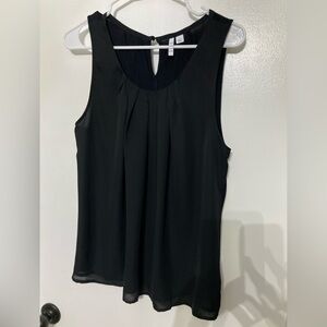 Elle black sleeveless mixed media blouse, size L